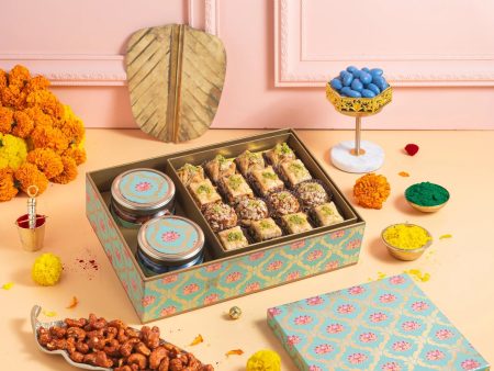 Holi Lotus Gift Box with Baklavas & Dryfruits - Holi Special Sweets For Sale