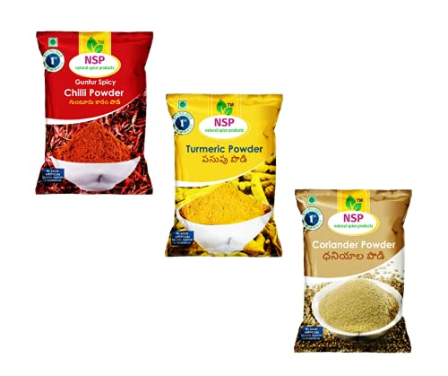 100% Pure Spices Combo Pack (Chilli Powder, Turmeric Powder, Coriander Powder) For Sale