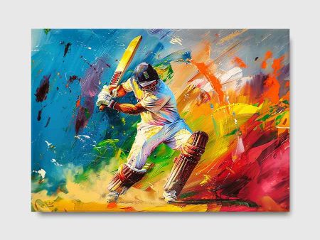 Abstract oil Painting Of Cricket Player Sale