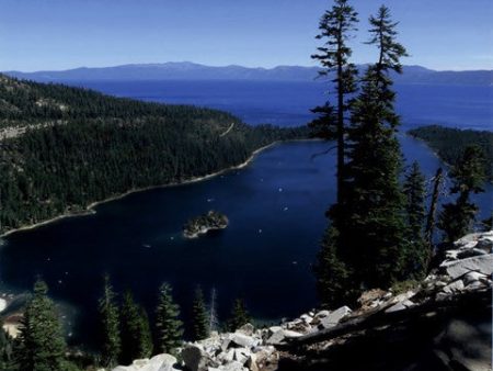 Emerald Bay lies near South Lake Tahoe, California on Sale