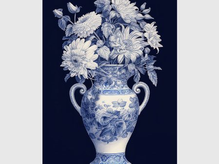 A Drawing of Blue & White China Vase Online Hot Sale