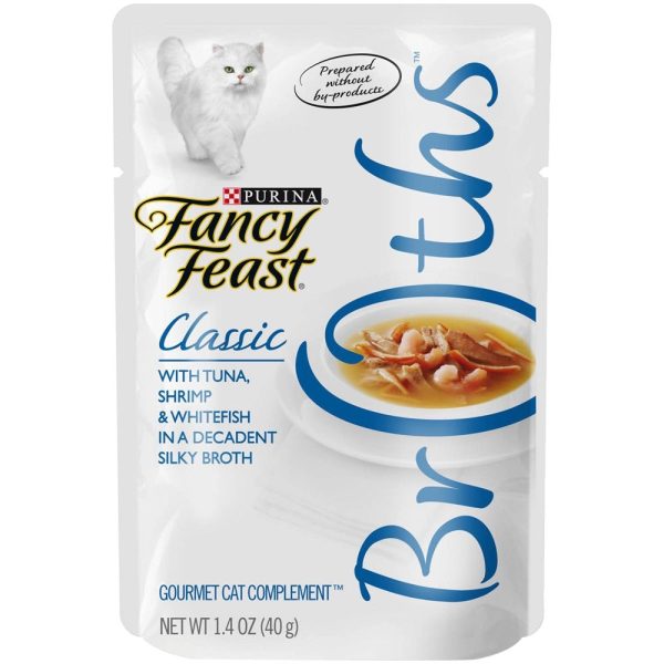 12% OFF: Fancy Feast Classic Broths Tuna, Shrimp & Whitefish Pouch Cat Food 40g x 16 Online